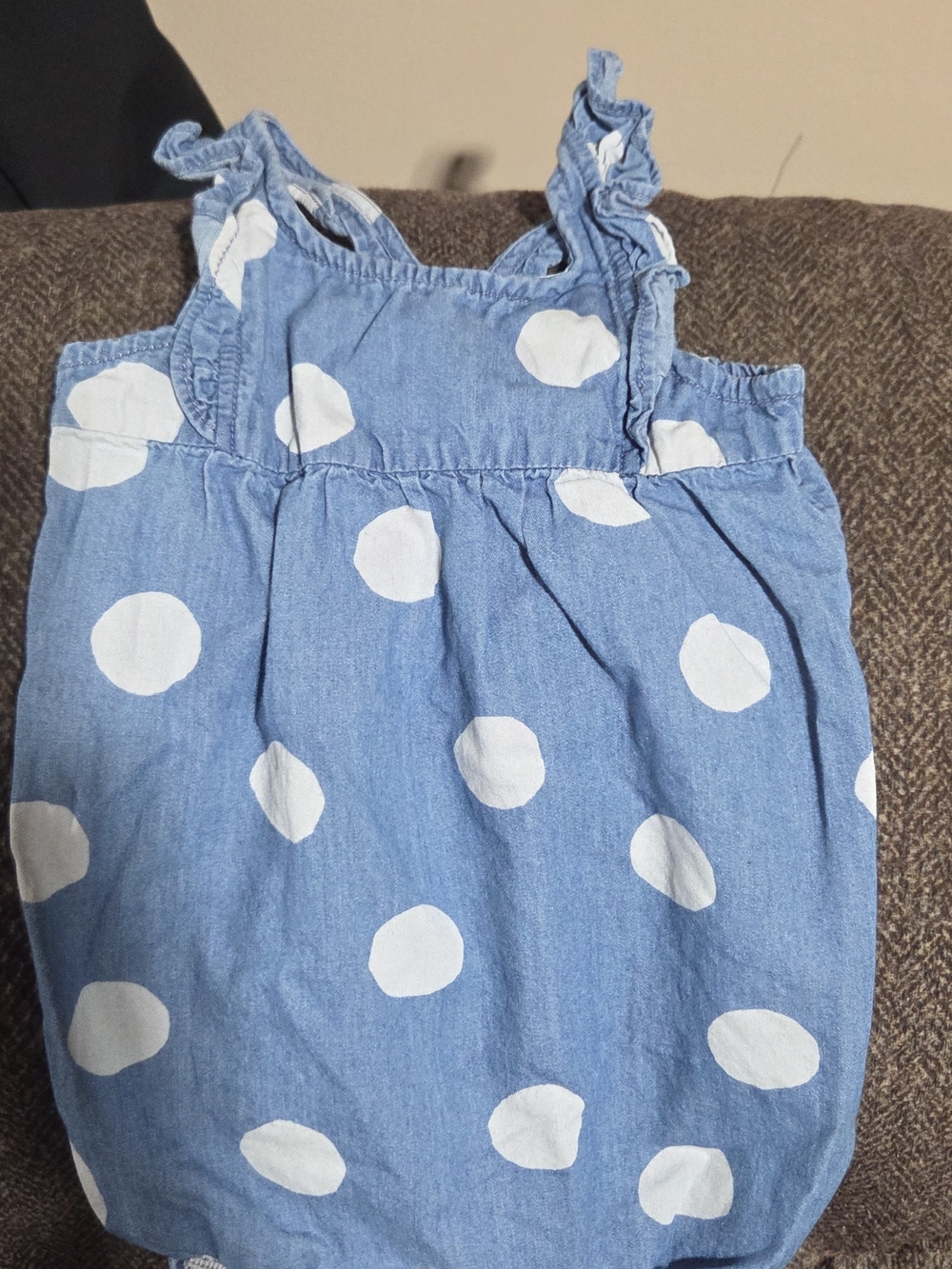 Carter's Blue Chambray Polka Dot One-Piece